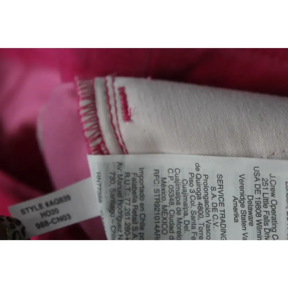 J.Crew Velvet Pants Size 12 Pink Straight Leg